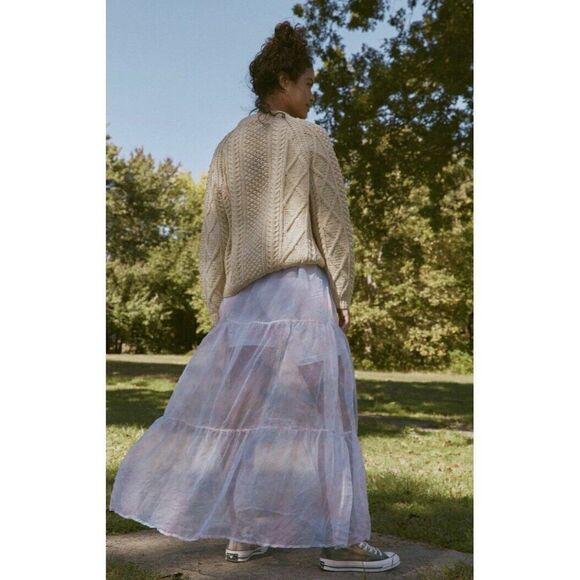 NEW FREE PEOPLE RIVERSIDE TOOL & DYE SILK ORGANZA TIE DYE MAXI SLIP SKIRT - Picture 5 of 8